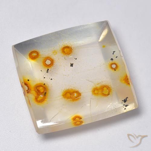 23.18ct Natural Multicolorido Quartzo Com Marcassita, Quadrado, Transparente