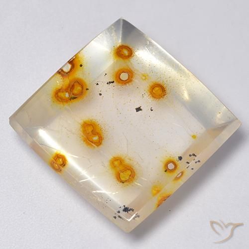 Quartzo Com Marcassita Multicolorido Natural 23.18ct, Quadrado, Transparente