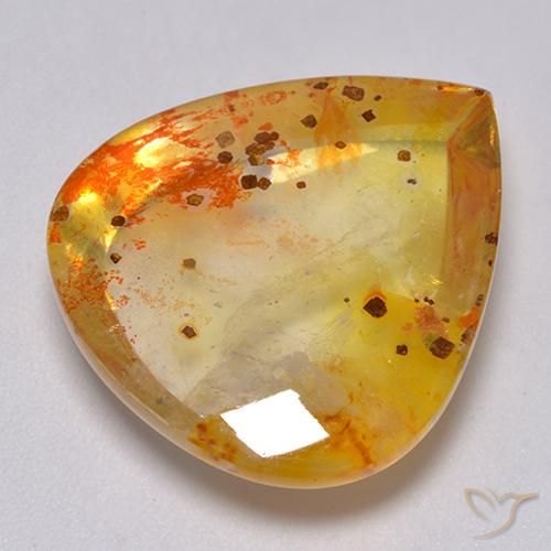 25.59ct Natural Multicolorido Quartzo Com Marcassita, Formato de pêra, Transparente