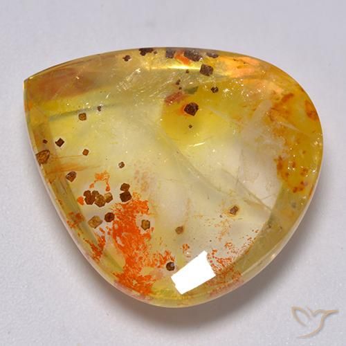 Quartzo Com Marcassita Multicolorido Natural 25.59ct, Formato de pêra, Transparente
