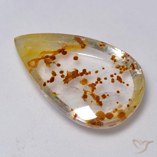 Quartzo Com Marcassita Multicolorido Natural 19.86ct, Formato de pêra, Transparente