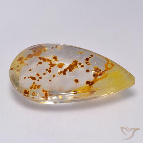 Quartzo Com Marcassita Multicolorido Natural 19.86ct, Formato de pêra, Transparente