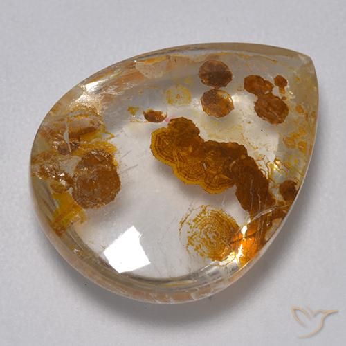 9.82ct Natural Multicolorido Quartzo Com Marcassita, Formato de pêra, Transparente