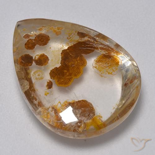 Quartzo Com Marcassita Multicolorido Natural 9.82ct, Formato de pêra, Transparente