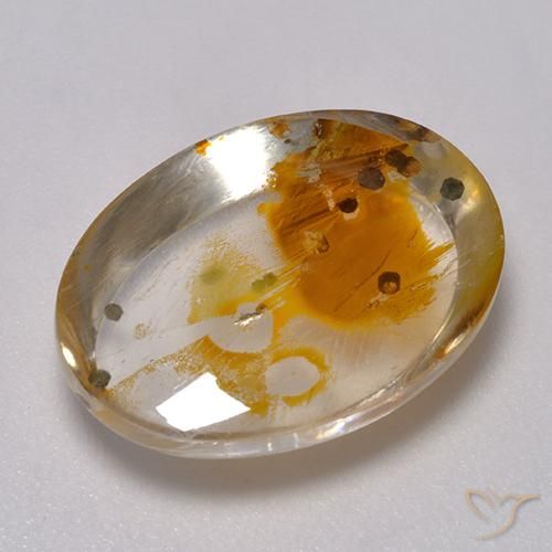10.11ct Natural Multicolorido Quartzo Com Marcassita, oval, Transparente