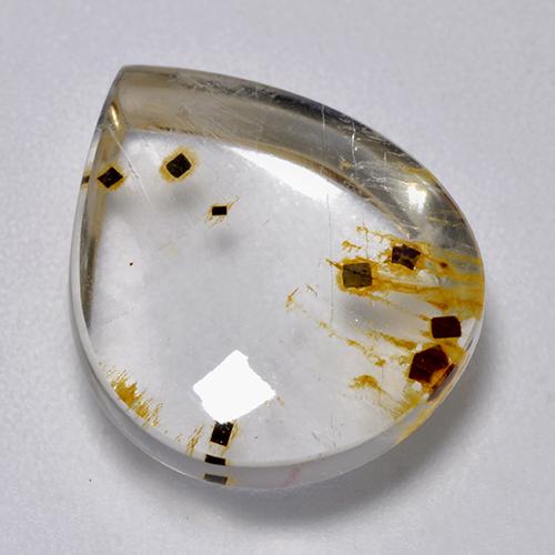 Quartzo com marcasita multicolorido natural 9,21ct, formato de pêra, transparente