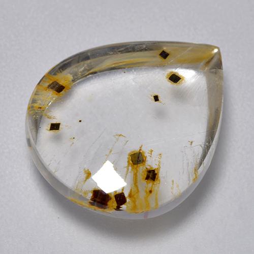 Quartzo com marcasita multicolorido natural 9,21ct, formato de pêra, transparente