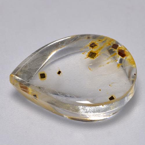 Quartzo com marcasita multicolorido natural 9,21ct, formato de pêra, transparente