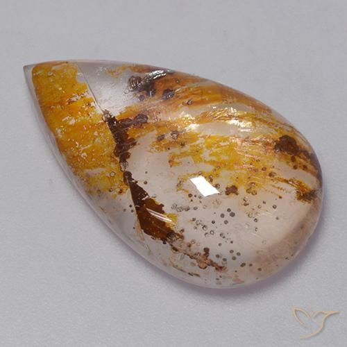 Quartzo Com Marcassita Multicolorido Natural 13.51ct, Formato de pêra, Transparente