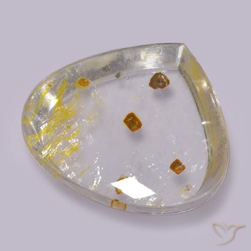 17.42ct Natural Multicolorido Quartzo Com Marcassita, Formato de pêra, Transparente