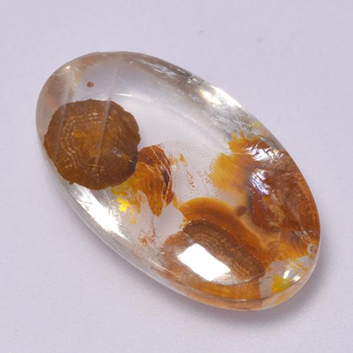 Quartzo Com Marcassita Multicolorido Natural 12.68ct, Corte Oval, Transparente