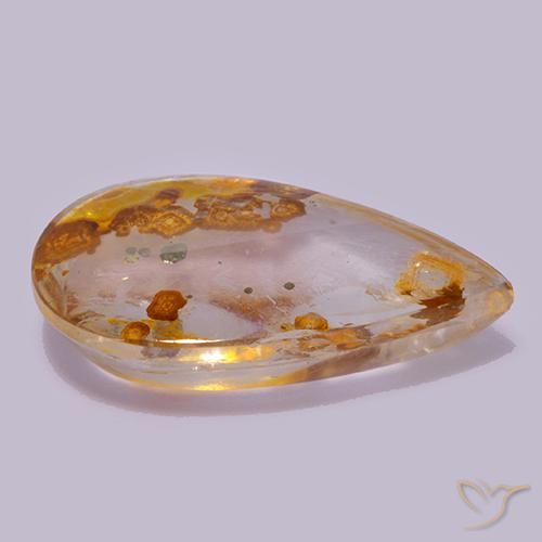 Quartzo Com Marcassita Multicolorido Natural 12.63ct, Formato de pêra, Transparente