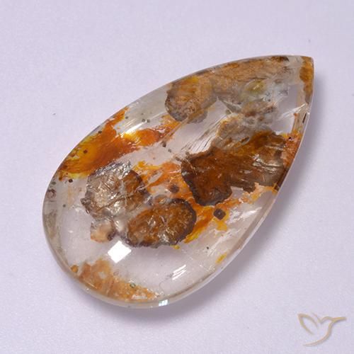 20.84ct Natural Multicolorido Quartzo Com Marcassita, Formato de pêra, Transparente