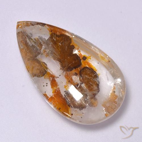 Quartzo Com Marcassita Multicolorido Natural 20.84ct, Formato de pêra, Transparente