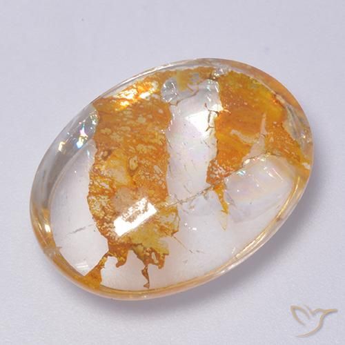 22.34ct Natural Multicolorido Quartzo Com Marcassita, oval, Transparente