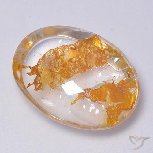 Quartzo Com Marcassita Multicolorido Natural 22.34ct, oval, Transparente