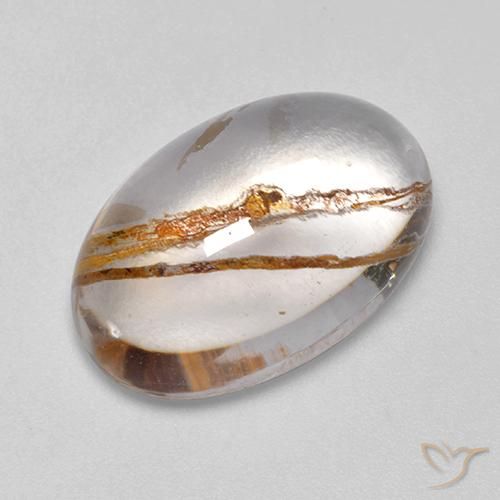 12.65ct Natural Multicolorido Quartzo Com Marcassita, oval, Transparente