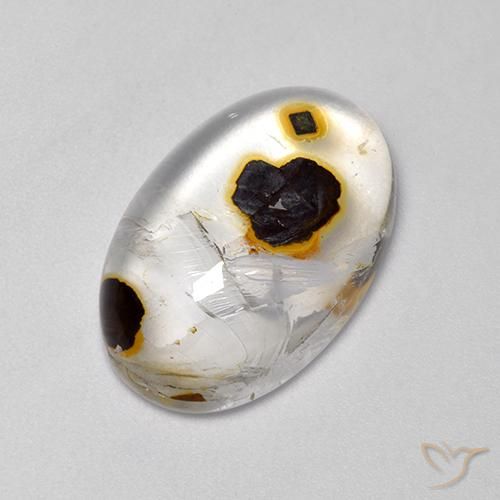 Quartzo Com Marcassita Multicolorido Natural 17.52ct, oval, Transparente