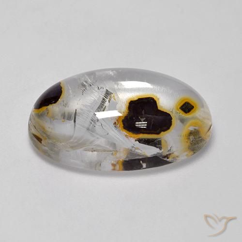 Quartzo Com Marcassita Multicolorido Natural 17.52ct, oval, Transparente