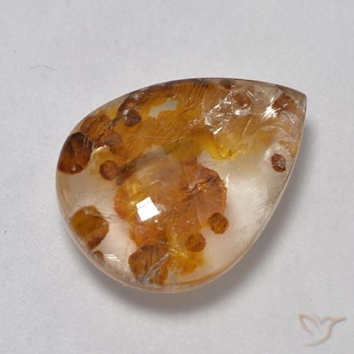 7.17ct Natural Multicolorido Quartzo Com Marcassita, Formato de pêra, Transparente