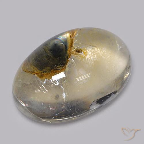Quartzo Com Marcassita Multicolorido Natural 13.90ct, oval, Transparente