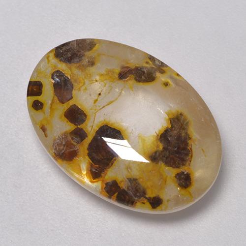 Quartzo com marcasita multicolorido natural 11,35ct, corte oval, transparente