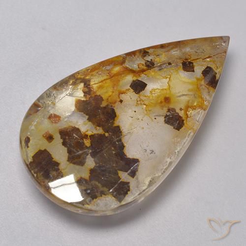 Quartzo Com Marcassita Multicolorido Natural 23.01ct, Formato de pêra, Transparente