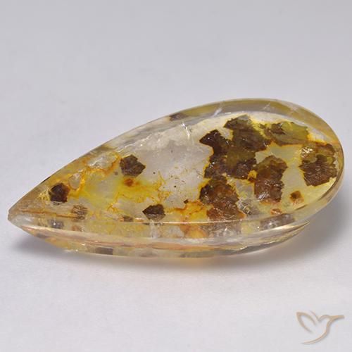 Quartzo Com Marcassita Multicolorido Natural 23.01ct, Formato de pêra, Transparente
