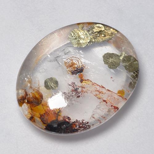 Quartzo Com Marcassita Multicolorido Natural 13.79ct, Corte Oval, Transparente