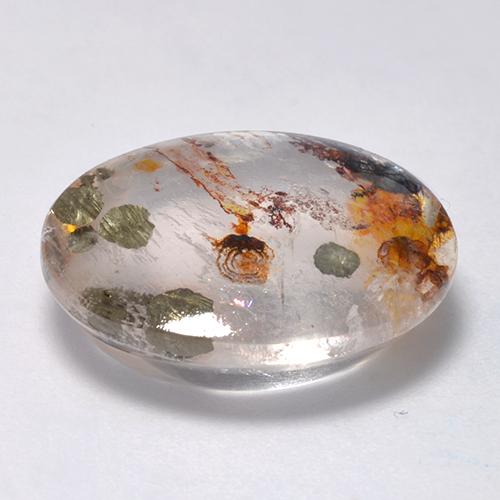 Quartzo Com Marcassita Multicolorido Natural 13.79ct, Corte Oval, Transparente