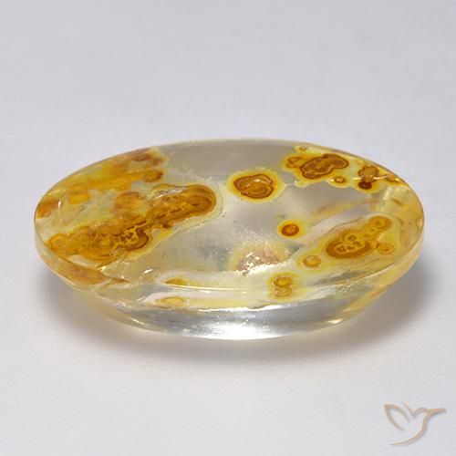 Quartzo Com Marcassita Multicolorido Natural 14.21ct, oval, Transparente