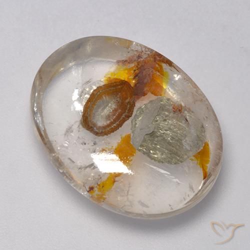 Quartzo Com Marcassita Multicolorido Natural 16.86ct, oval, Transparente