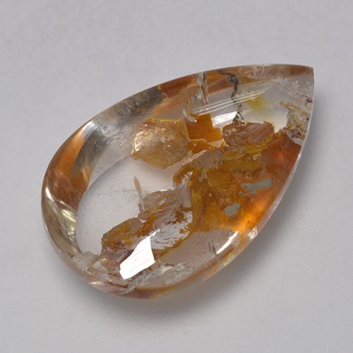 Quartzo com marcasita multicolorido natural 8,86ct, formato de pêra, transparente