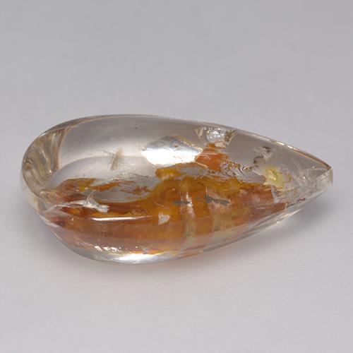 Quartzo com marcasita multicolorido natural 8,86ct, formato de pêra, transparente