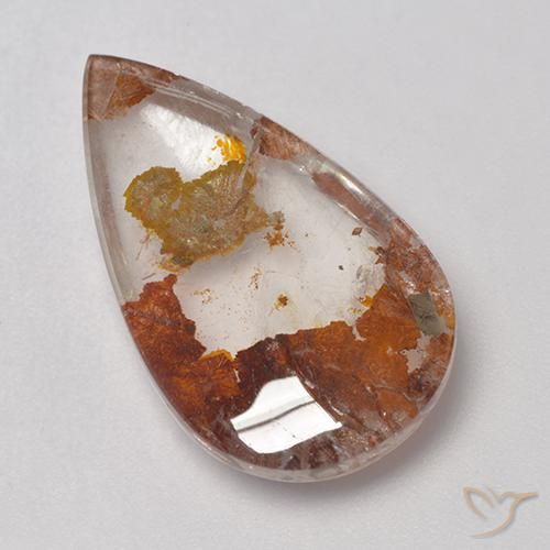 12.68ct Natural Multicolorido Quartzo Com Marcassita, Formato de pêra, Transparente