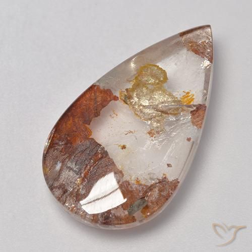 Quartzo Com Marcassita Multicolorido Natural 12.68ct, Formato de pêra, Transparente