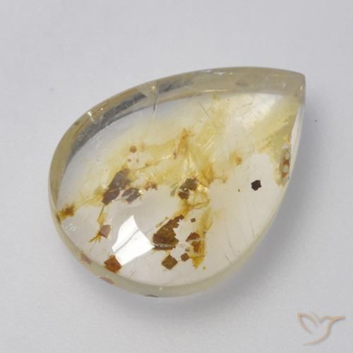 5.72ct Natural Multicolorido Quartzo Com Marcassita, Formato de pêra, Transparente