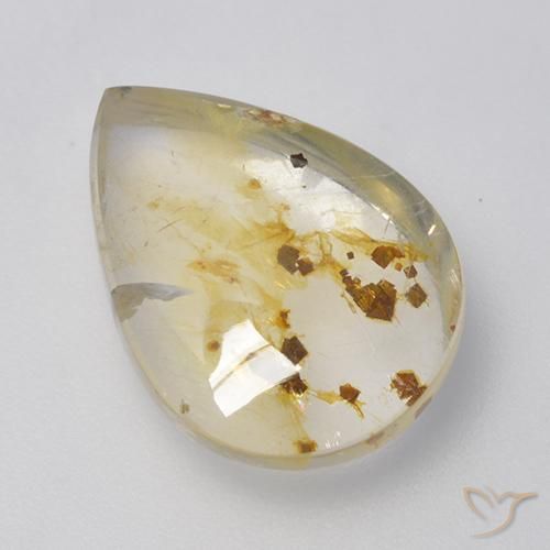 Quartzo Com Marcassita Multicolorido Natural 5.72ct, Formato de pêra, Transparente