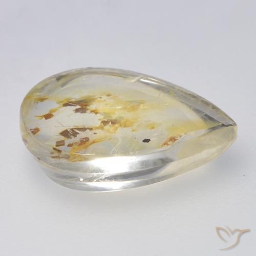 Quartzo Com Marcassita Multicolorido Natural 5.72ct, Formato de pêra, Transparente