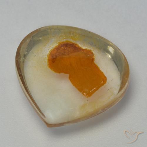 Quartzo com marcasita multicolorido natural 7,97ct, formato de pêra, transparente