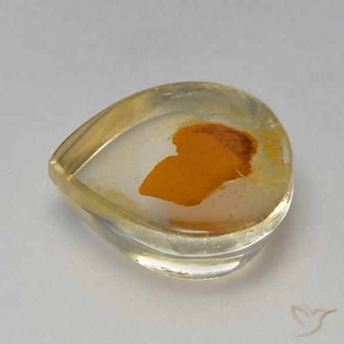 Quartzo com marcasita multicolorido natural 7,97ct, formato de pêra, transparente