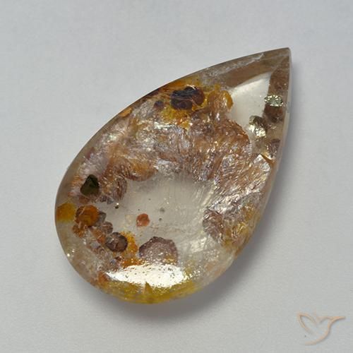 13.85ct Natural Multicolorido Quartzo Com Marcassita, Formato de pêra, Transparente