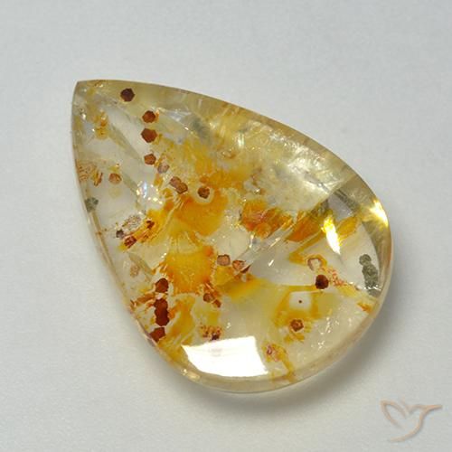 13.08ct Natural Multicolorido Quartzo Com Marcassita, Formato de pêra, Transparente