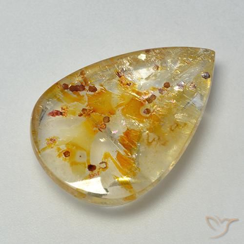 Quartzo Com Marcassita Multicolorido Natural 13.08ct, Formato de pêra, Transparente