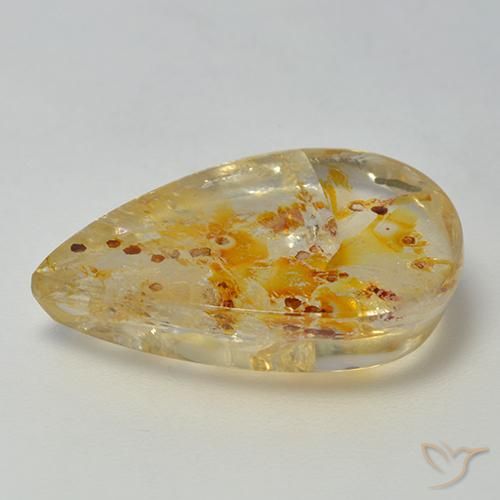 Quartzo Com Marcassita Multicolorido Natural 13.08ct, Formato de pêra, Transparente