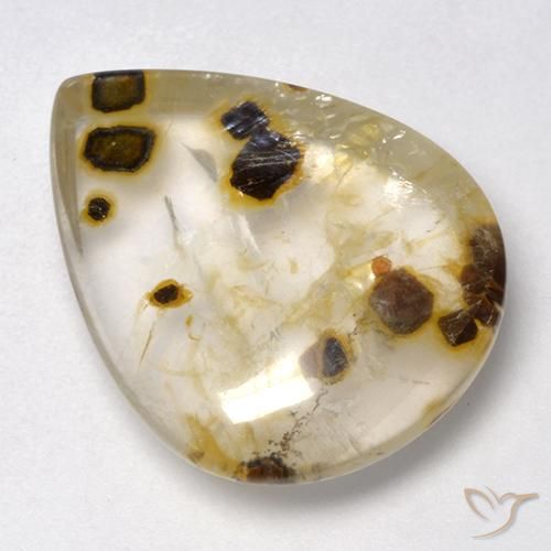 Quartzo Com Marcassita Multicolorido Natural 16.06ct, Formato de pêra, Transparente