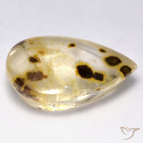 Quartzo Com Marcassita Multicolorido Natural 16.06ct, Formato de pêra, Transparente