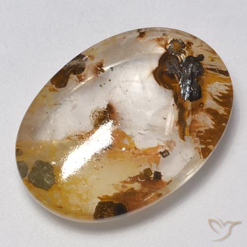 21.00ct Natural Multicolorido Quartzo Com Marcassita, oval, Transparente