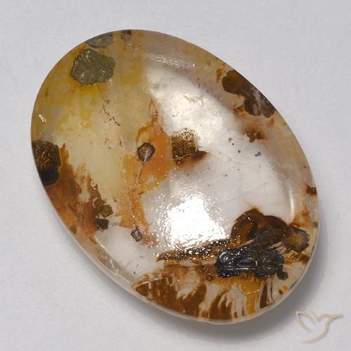 Quartzo Com Marcassita Multicolorido Natural 21.00ct, oval, Transparente