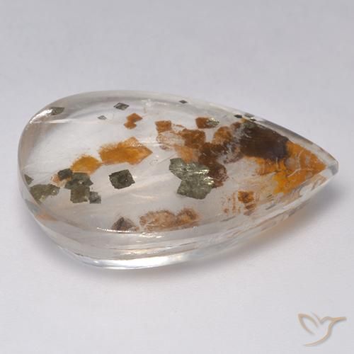 Quartzo Com Marcassita Multicolorido Natural 25.26ct, Formato de pêra, Transparente